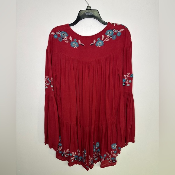 Free People Te Amo‎ Embroidered Dress bell sleeve sz Small - Picture 8 of 11